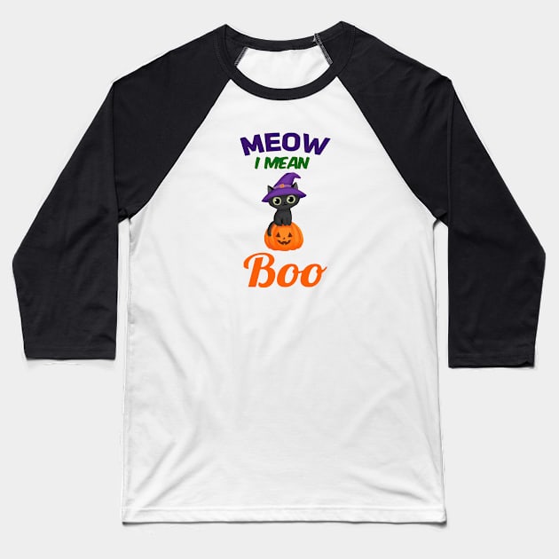 Meow I mean Boo Baseball T-Shirt by Glenn Landas Digital Art